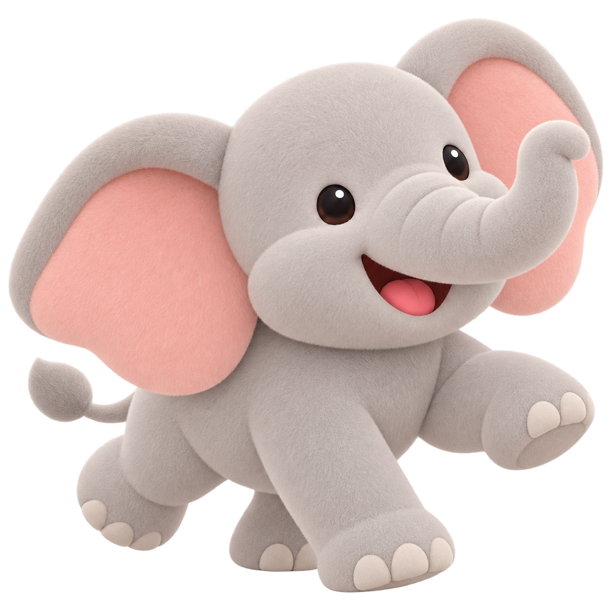 Playful Zovery elephant looking toward the questions